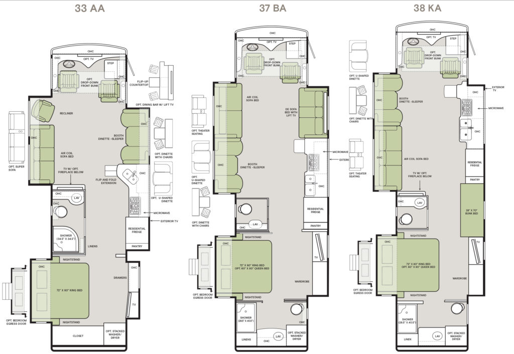 Tiffin Allegro RED Floorplans